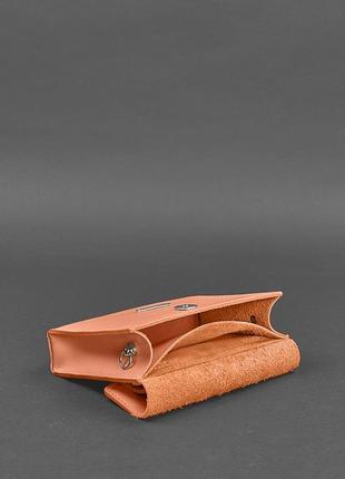 Женская кожаная сумка поясная / кроссбоди mini живой коралл4 фото