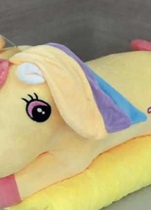 Іграшка плед 3в1 єдиноріг жовтий