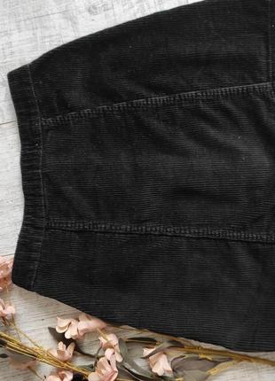 Черная вельветовая мини юбка на пуговицы/юбка вельветовая мыны3 фото