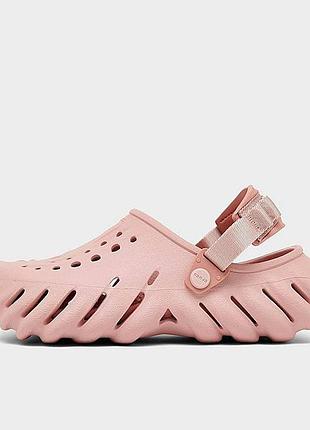 Крокcи шльопанці сабо рожеві crocs echo clog pink clay