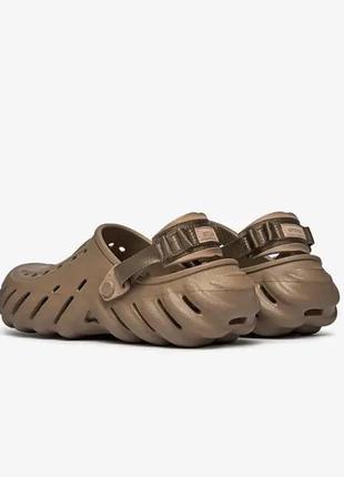 Кроксы оригинал шлепки сабо коричневые crocs echo clog khaki2 фото