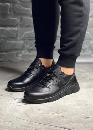 Стильні кросівки найк nike чорні шкіряні/шкіра чоловічі демі,демісезонні осінні,весняні,літні (на осінь,весна,літо 2023-2024) 2