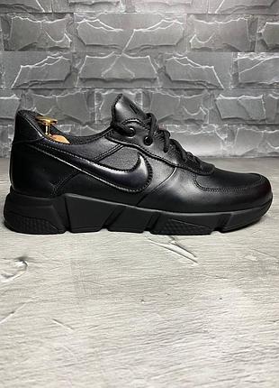 Стильні кросівки найк nike чорні шкіряні/шкіра чоловічі демі,демісезонні осінні,весняні,літні (на осінь,весна,літо 2023-2024) 8