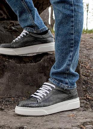 Стильні перфоровані шкіряні кеди