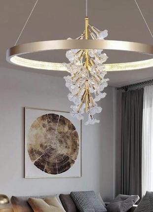 Світлодіодна стельова led люстра d9001-400-k золото 65-200х40х40 см.