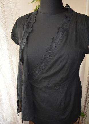 Натуральная легкая блузка, запах, h&m, кружево, хлопок, батист4 фото