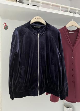 Велюровая куртка бомбер батал dunnes