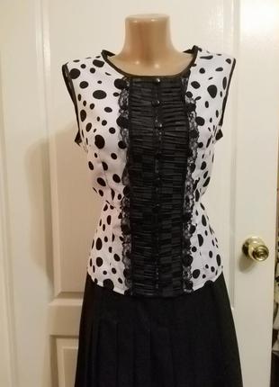 Шикарная блуза в горох с отделкой