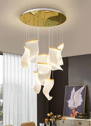 Люстра потолочная led ju84/1-180*300-k латунь 35-200х6х24 см.