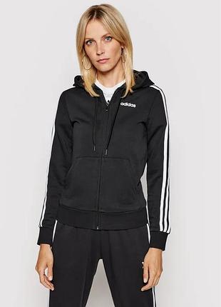 Свитшот adidas. толстовка. кофта.свитшот essentials 3-stripes dp2419 черный regular fit