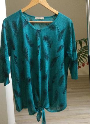 Шикарная летняя блузка изумрудного цвета, размер l1 фото