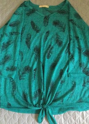 Шикарная летняя блузка изумрудного цвета, размер l5 фото