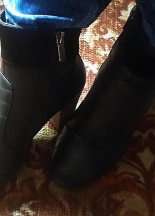 Удлиненные ботильоны - сапожки, кожа + замша