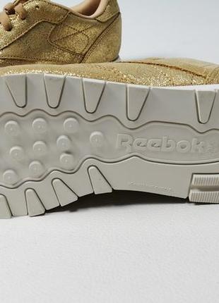 Новые женские кроссовки reebok classic leather shimmer gold  кожаные5 фото