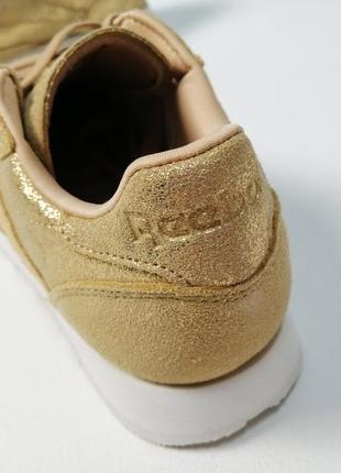 Новые женские кроссовки reebok classic leather shimmer gold  кожаные7 фото