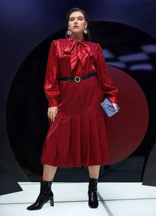 Юбка юбка миди с плиссировкой красная shein2 фото