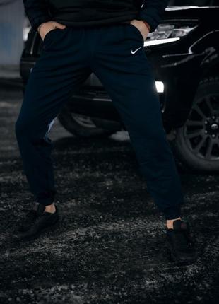 Спортивные штаны трикотаж синие nike (найк)4 фото