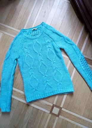 Свитер,джемпер очень теплый из ажурной вязкой
