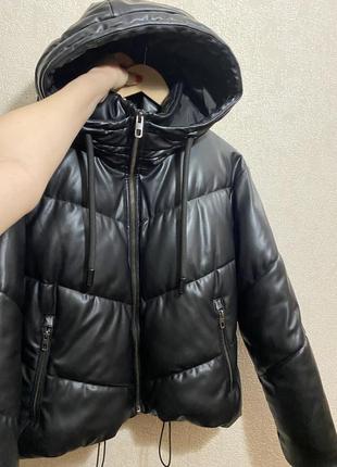 Куртка пуховик екошкіра zara