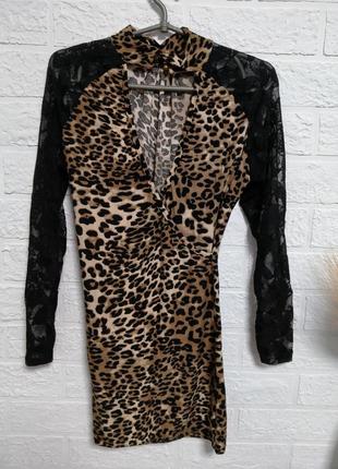Платье леопардовое с поясом2 фото