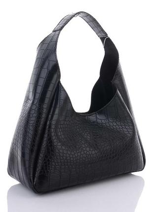 Женская сумка «кей» черный крокодил4 фото