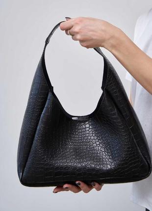 Женская сумка «кей» черный крокодил3 фото