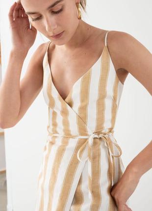 Сукня & other stories striped cotton linen mini wrap dress / 382 фото