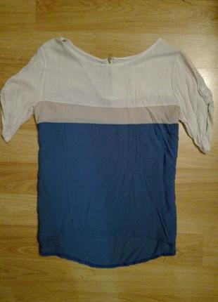 Акція: 1+1 = 3 легкая хлопковая свободная блуза с коротким рукавом, сзади длиннее