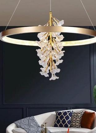 Світлодіодна стельова led люстра d9001-600-k золото 65-200х60х60 см.