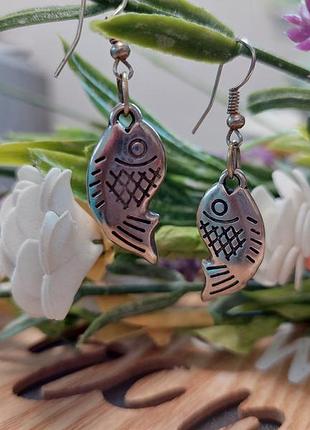 🎬винтажные серьги-рыбки 🐟