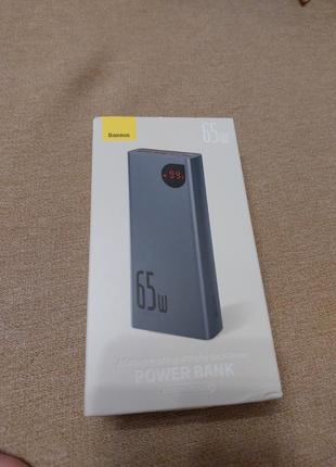 Портативна батарея baseus adaman metal digital display 65w, 20000 mah, синій