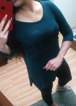 Крутая туника лонгслив с принтом евро 44