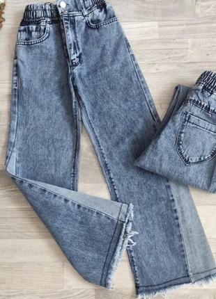Стильные широкие джинсы кюлоты для девочки р.110-160