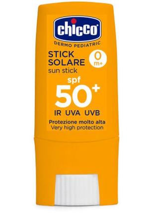 Средство от загара chicco стик солнцезащитный spf 50+ 9 г (8058664133413)1 фото