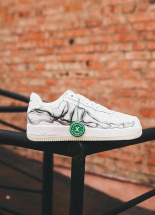 Мужские кожаные кроссовки nike air force 1 skeleton white#найк