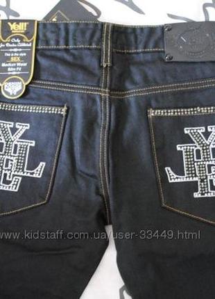 Yell италия новые джинсы черные с пропиткой и в стразах р. 27s5 фото