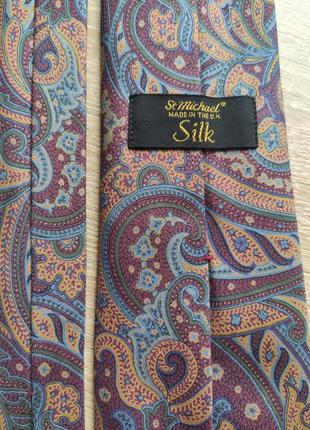 Мужской галстук шелковый брендовый с логотипом качественный винтаж пейсли англия st michael1 фото