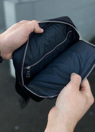 Мужская сумка планшетка через плечо черная экокожа5 фото