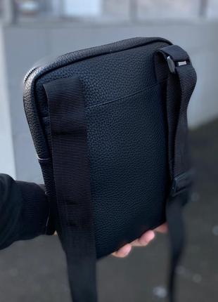 Мужская сумка планшетка через плечо черная экокожа4 фото