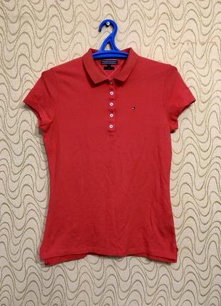 Футболка женская майка поло tommy hilfiger polo красная red классическая3 фото