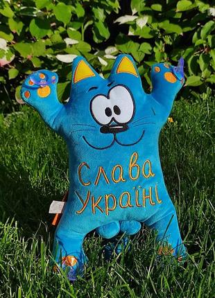 Мягкая игрушка копиця кот саймон в машину "слава украине" 00971-32 фото