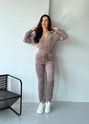 Велюровий костюм темно-бежевого кольору