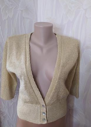 🔥🔥🔥стильный акриловый люрексом золотой укороченный пуловер 3/4 рукав8 фото