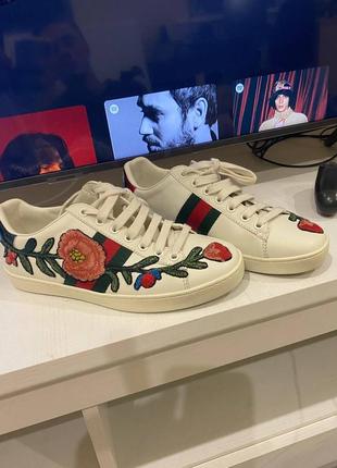 Оригінальні gucci ace embroidered floral кросівки