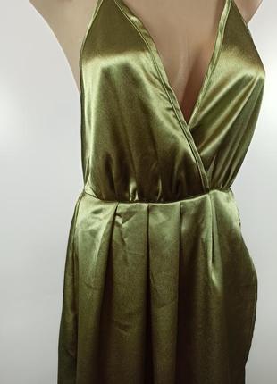 Женское сексуальное атласное клубное платье с глубоким v-образным вырезом без спины7 фото