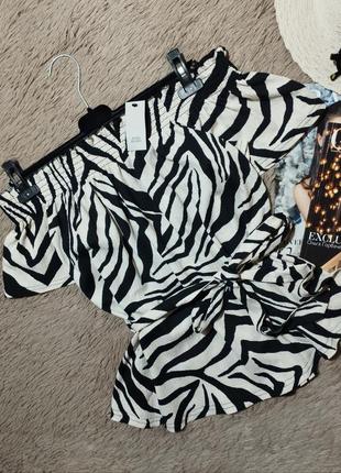 Красивый топ зебра с поясом на плече /блузка /блуза1 фото