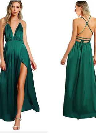 Жіноча сексуальна атласна клубна вечірня сукня shein з глибоким v-подібним вирізом без спини