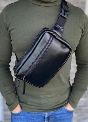 Нагрудна сумка бананка слінг чорна чоловіча
