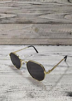 Солнцезащитные очки черные, унисекс в металлической оправе ( без брендовые )