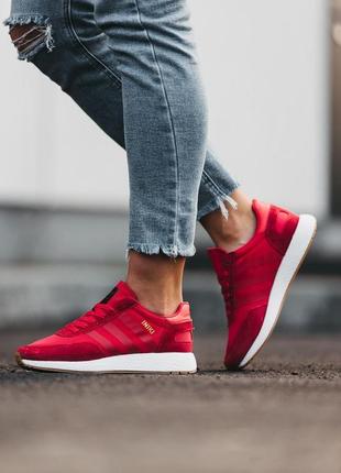 Замшевые кроссовки adidas iniki red / замшеві кросівки